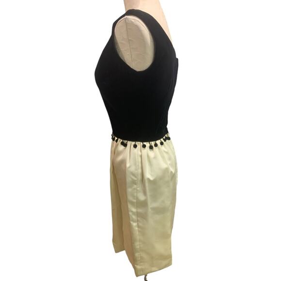 Vintage 1950s Betty Lane Originals Velvet Silk Dress Pom Pom Defects - Picture 4 of 11